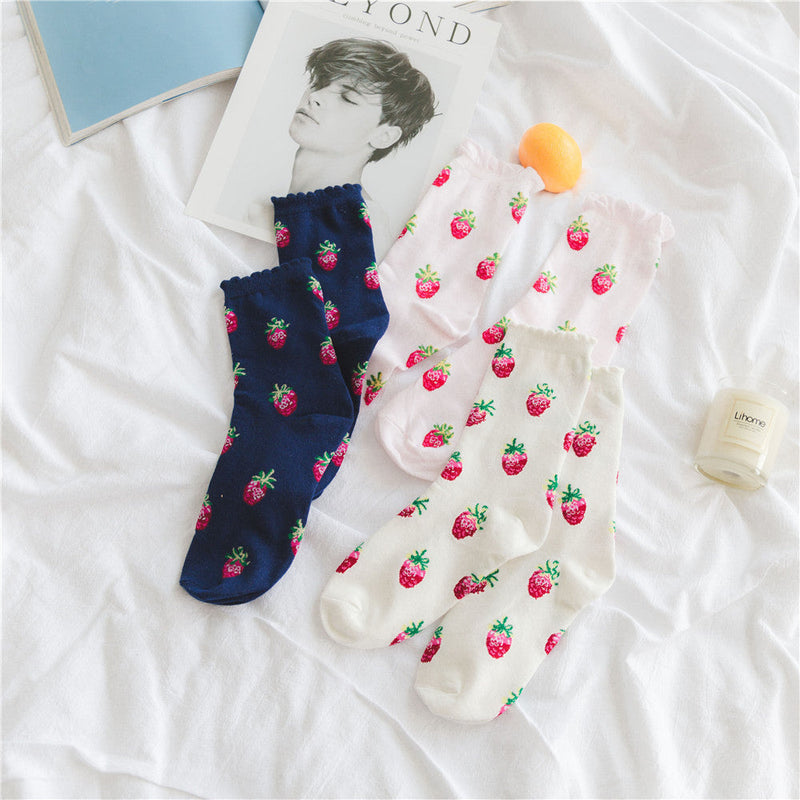 Strawberry milk socks - ankle socks - fruit - harajuku - backpack - japan