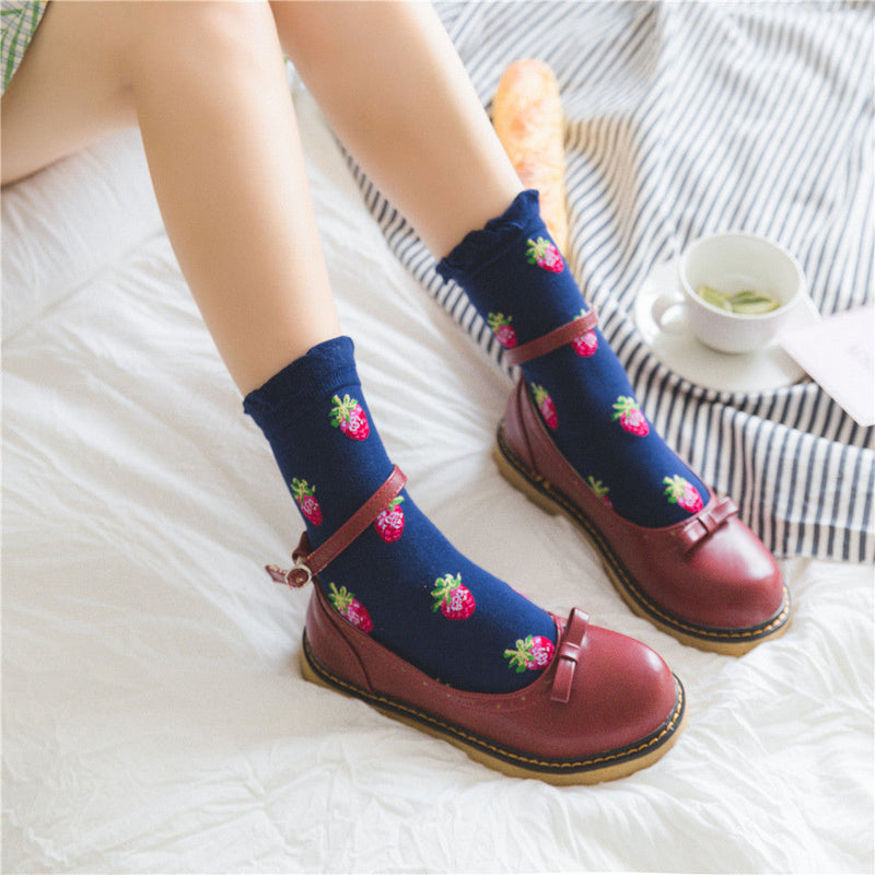 Strawberry milk socks - ankle socks - fruit - harajuku - backpack - japan