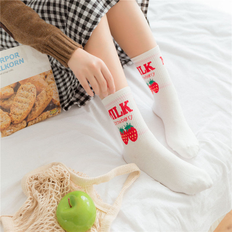 Strawberry milk socks - ankle socks - fruit - harajuku - backpack - japan