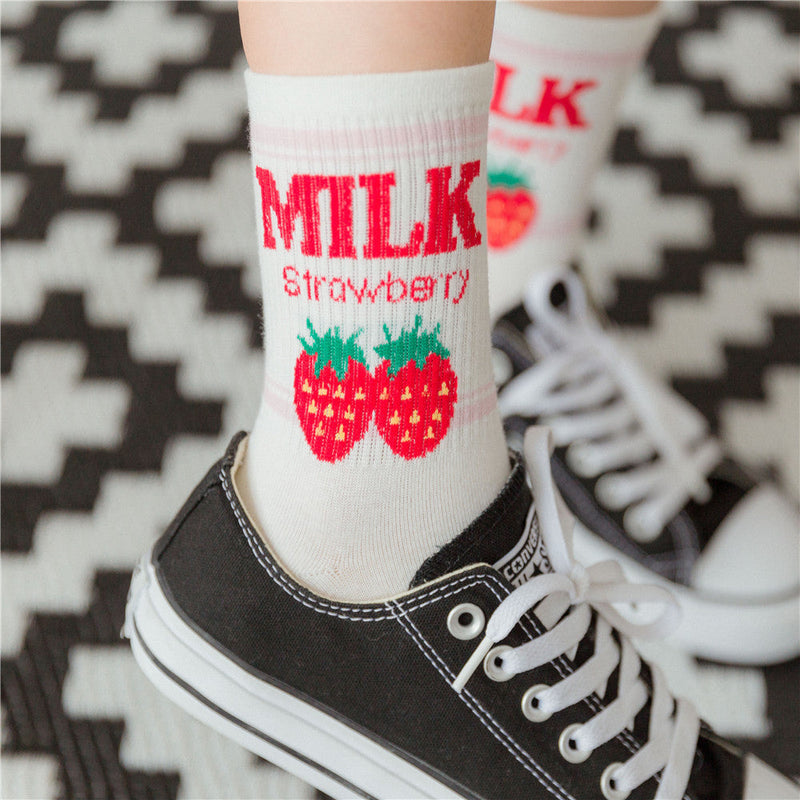 Strawberry milk socks - ankle socks - fruit - harajuku - backpack - japan