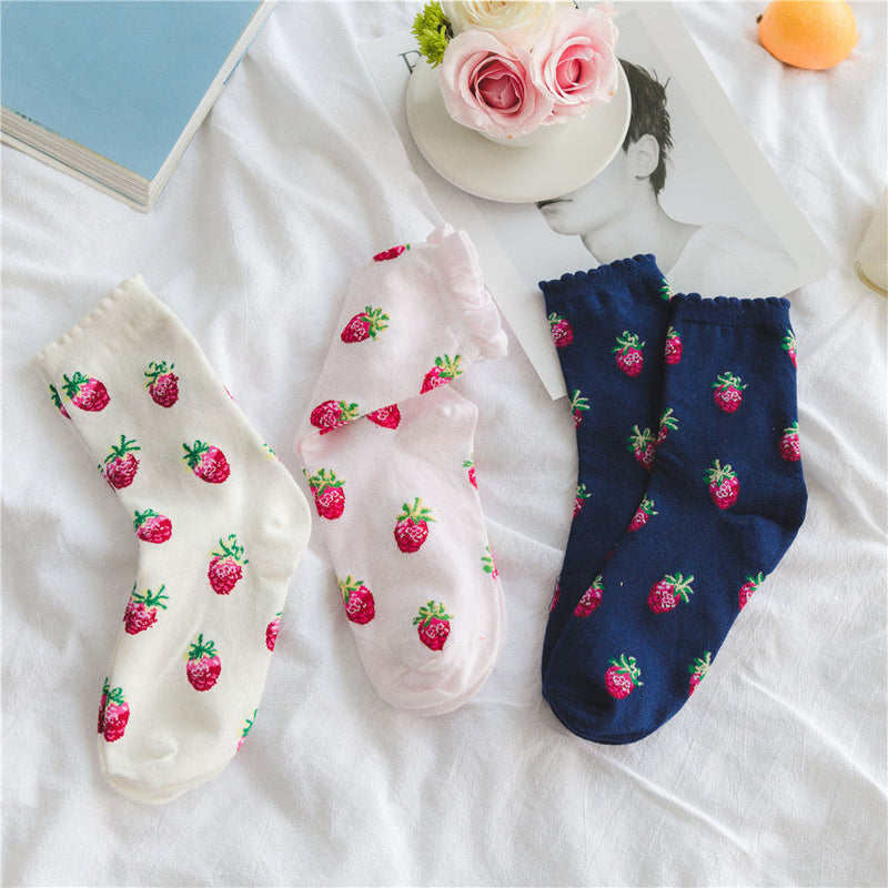 Strawberry milk socks - ankle socks - fruit - harajuku - backpack - japan