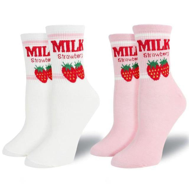 Strawberry milk socks - ankle socks - fruit - harajuku - backpack - japan