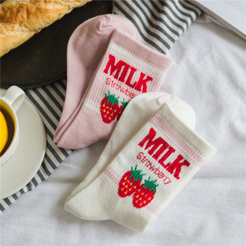 Strawberry milk socks - ankle socks - fruit - harajuku - backpack - japan