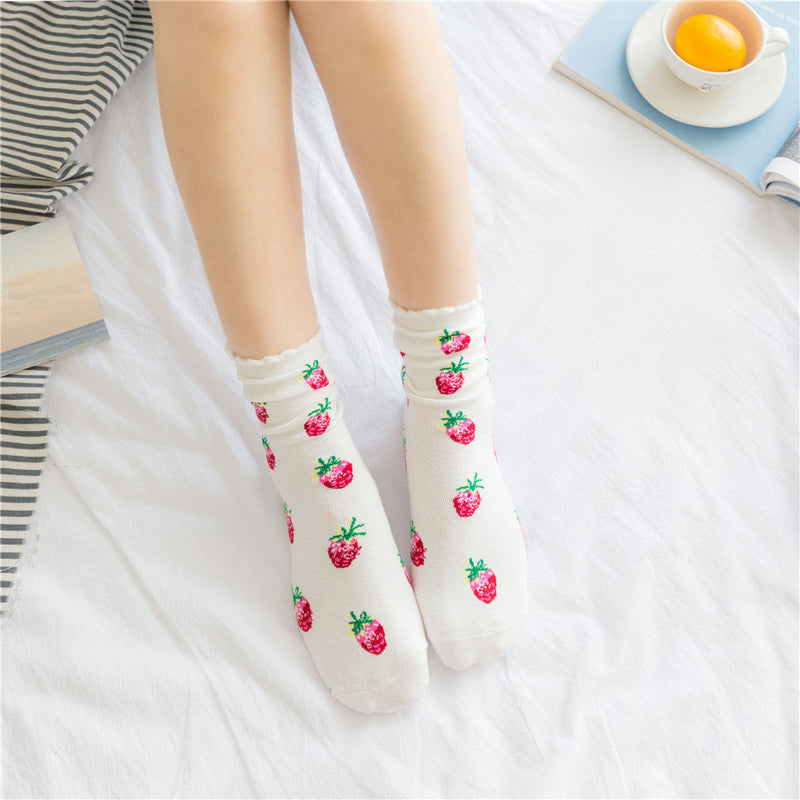 Strawberry milk socks - ankle socks - fruit - harajuku - backpack - japan