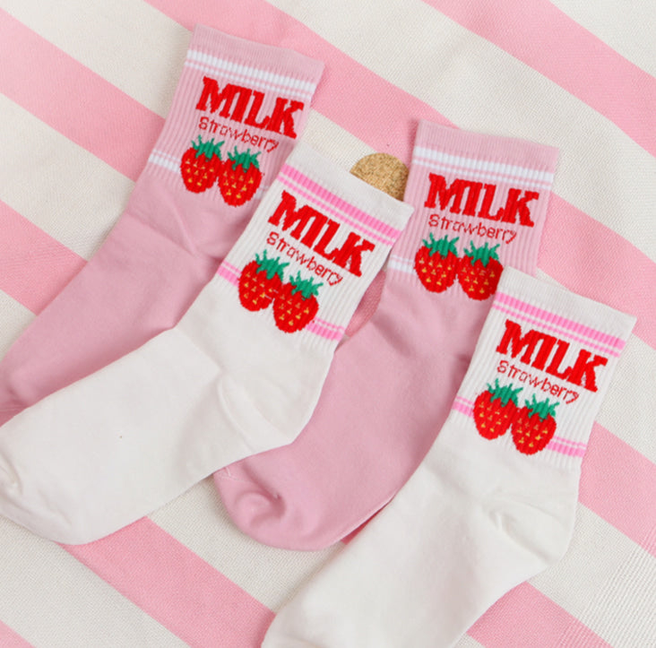 Strawberry milk socks - ankle socks - fruit - harajuku - backpack - japan