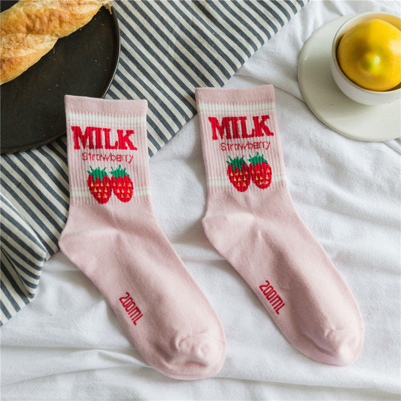 Strawberry milk socks - ankle socks - fruit - harajuku - backpack - japan