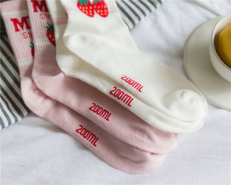 Strawberry milk socks - ankle socks - fruit - harajuku - backpack - japan