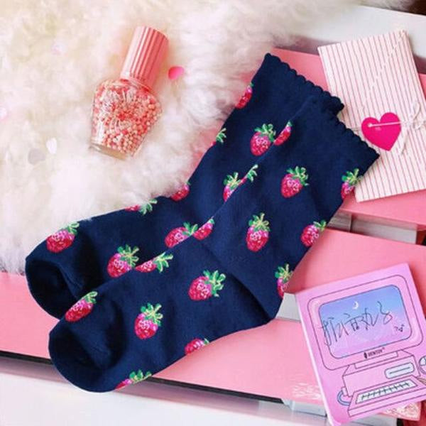 Strawberry milk socks - ankle socks - fruit - harajuku - backpack - japan