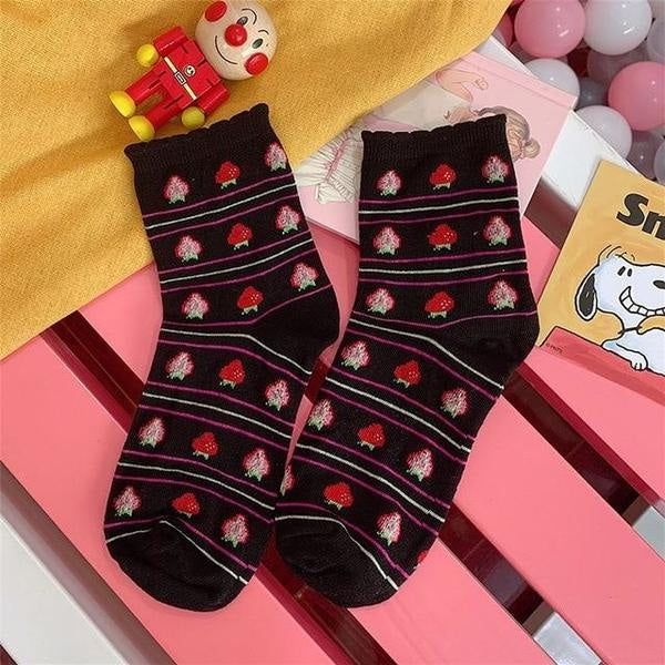 Strawberry milk socks - ankle socks - fruit - harajuku - backpack - japan