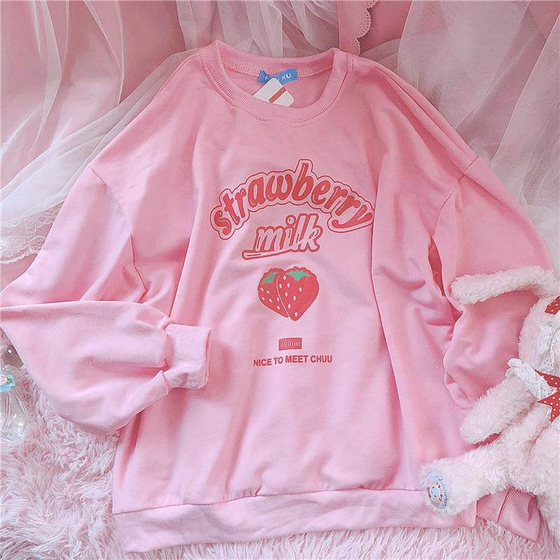 Strawberry milk sweatshirt - berry - crewneck sweater - harajuku - fashion