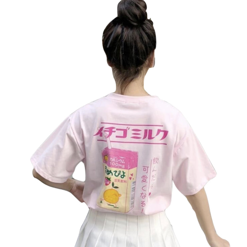 Strawberry milk tee - big t-shirt - tshirt - fruit - fruity - harajuku