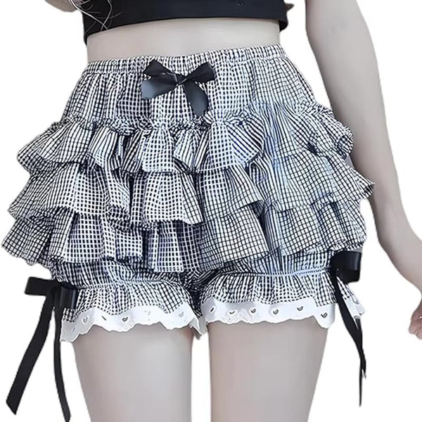 Striped ruffled bloomer shorts