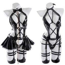 Suited up tutu maid cosplay - black latex - halloween - costume - set