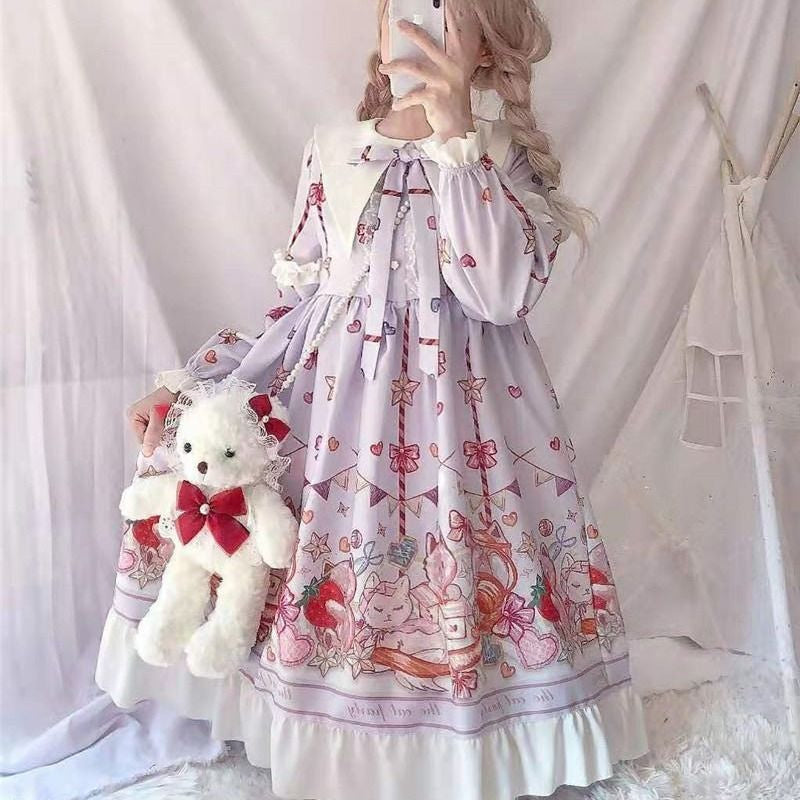 ワンピース [BabylClub] Kitty Gal Mini Dress Mini Dress Carol - Pink Tiger Lily | Spring Collection