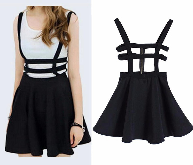 Suspender Style Cut-Out Hollow Dress Overall Skirt by Kawaii Babe Suspender Style Cut-Out Hollow Dress Overall Skirt by Kawaii Babe