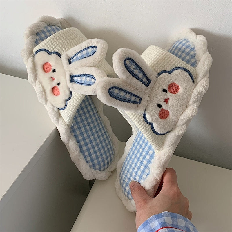Sweet bunny slides - blue plaid - bunnies - bunny - rabbit - rabbits