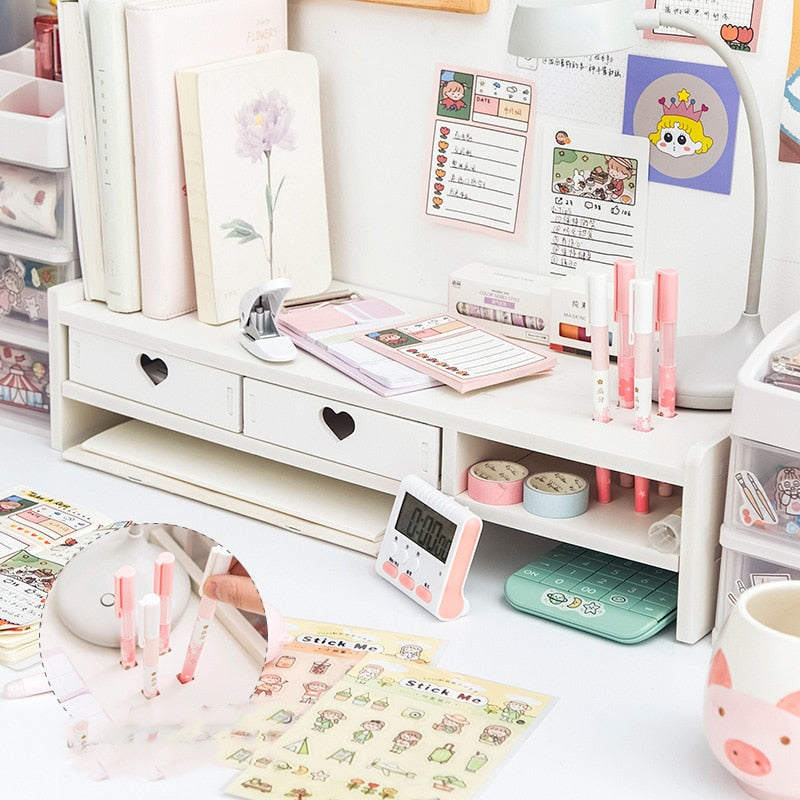 Kawaii sweet heart pink storage rack and shelving cabinet