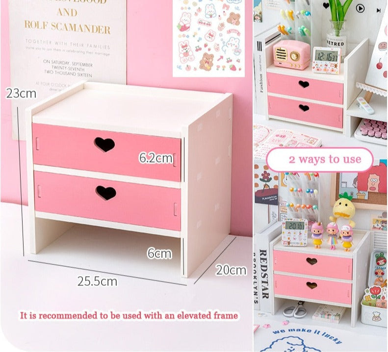 Kawaii sweet heart pink storage rack and shelving cabinet