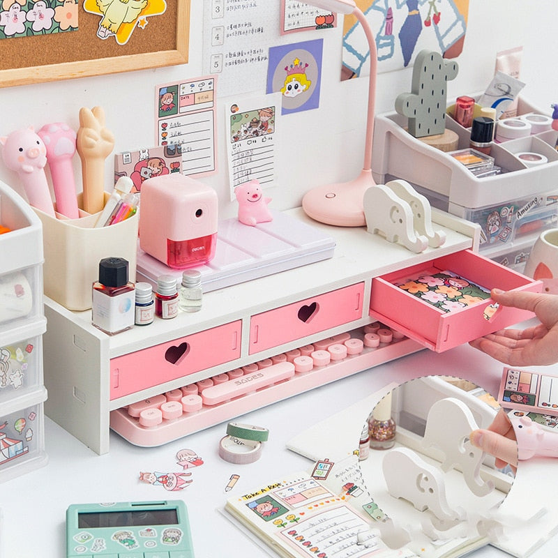 Kawaii sweet heart pink storage rack and shelving cabinet