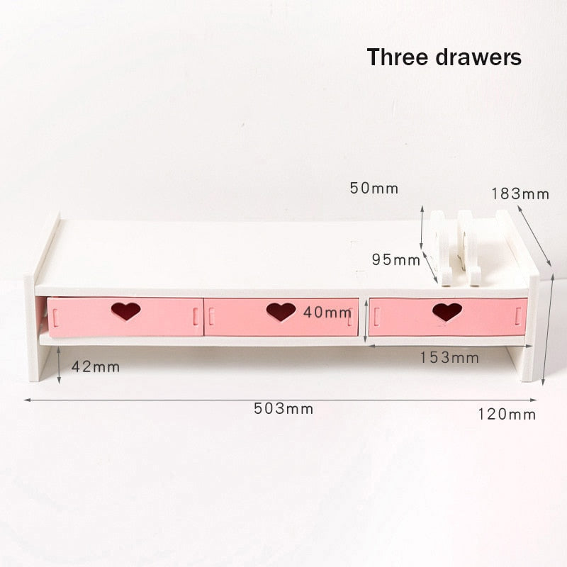 Kawaii sweet heart pink storage rack and shelving cabinet