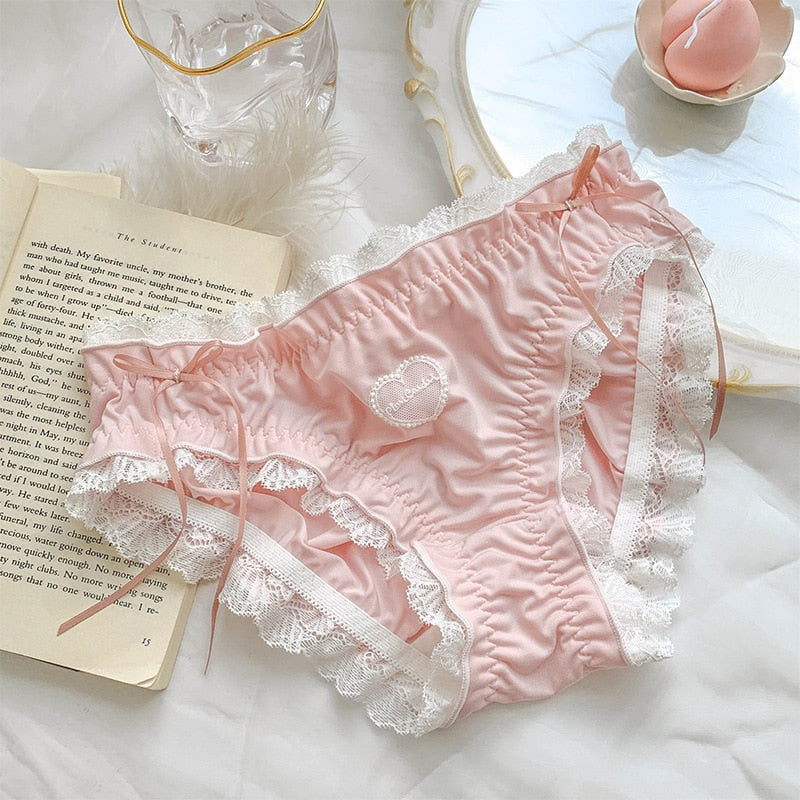 Sweet heart ruffle underwear - intimates - kawaii - lace - pastel - ruffled