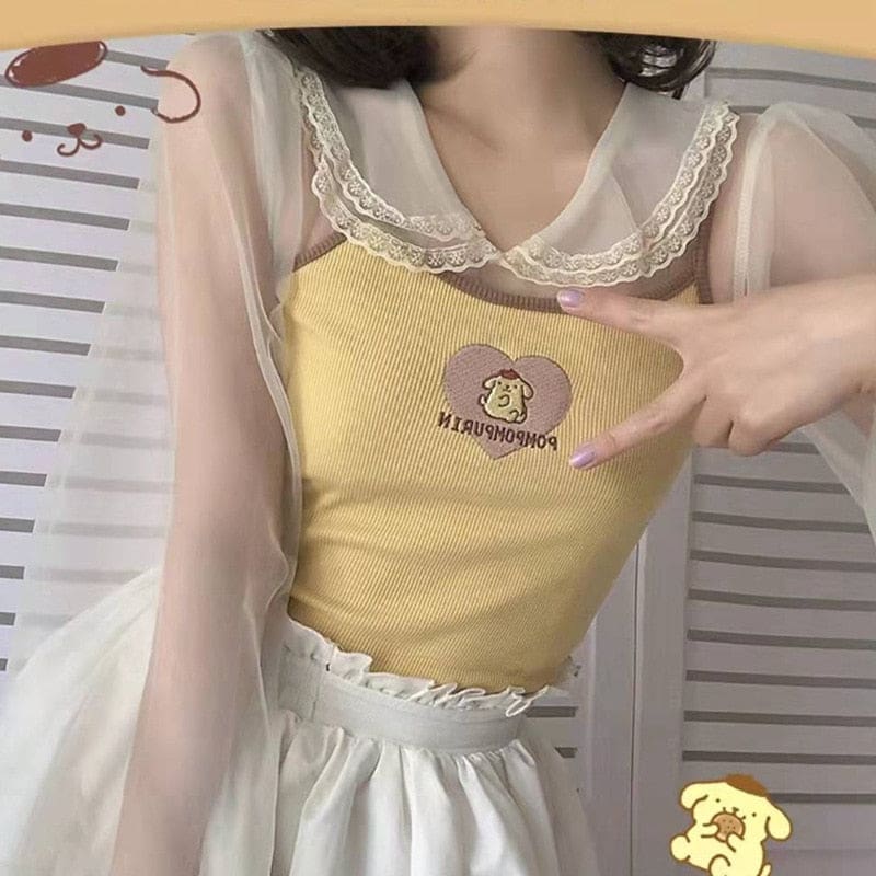 Kawaii sweet cropped knit tank top tee