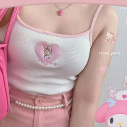 Kawaii sweet cropped knit tank top tee