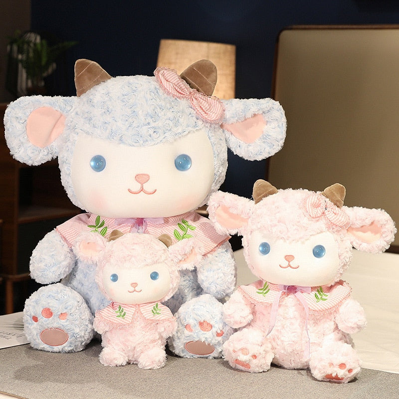 Sweet lamb plushie - embroidered - fleece - kawaii - lamb - plush