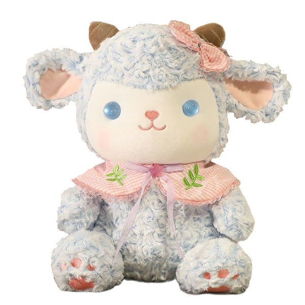 Sweet lamb plushie - embroidered - fleece - kawaii - lamb - plush