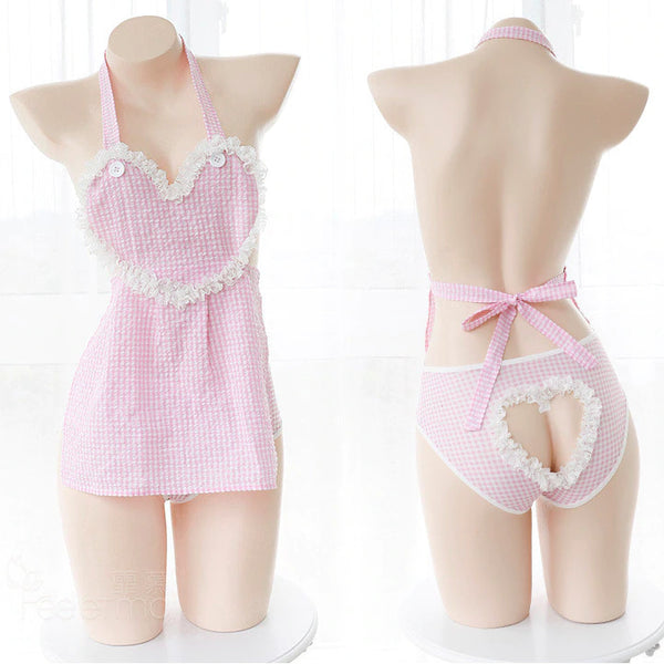 Sweet peekaboo apron dress - cute dress - dresses - lingerie - plaid