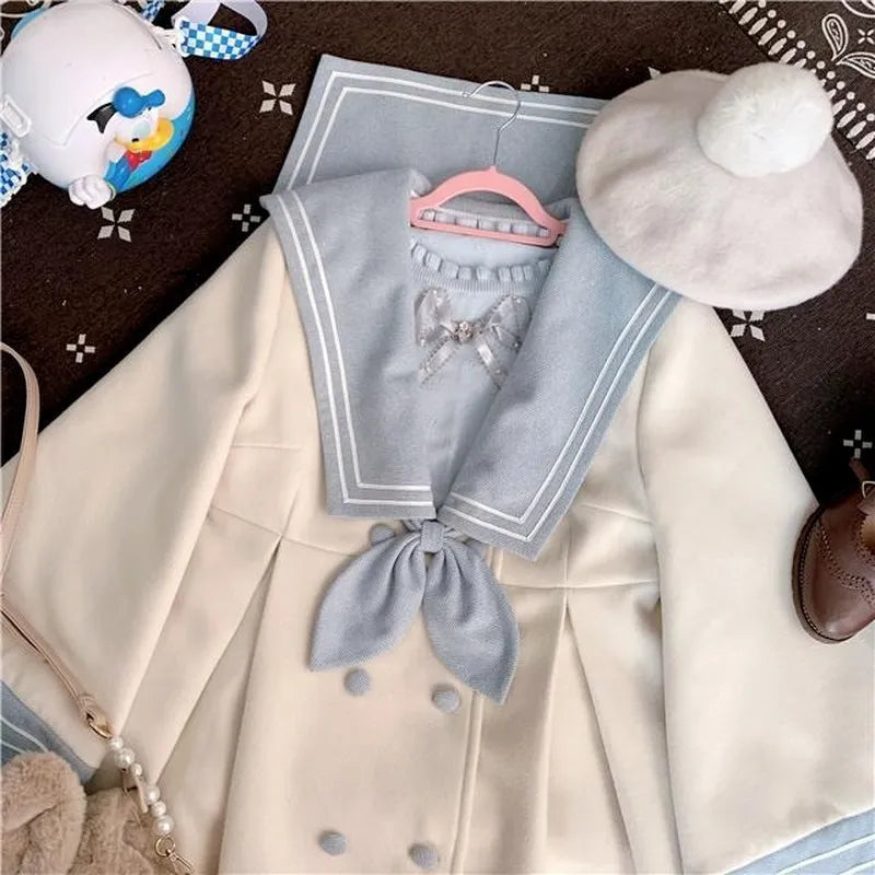 Sweet sailor scouting jacket - bows - coat - cozy - double breasted - jacket