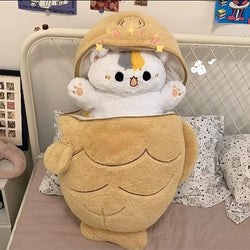 Kawaii taiyaki kitten fish cat plush stuffed animal toy