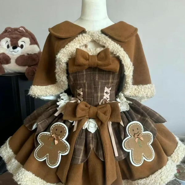 Tartan Gingerbread JSK Lolita Christmas Dress Kawaii Babe Tartan Gingerbread JSK Lolita Christmas Dress Kawaii Babe