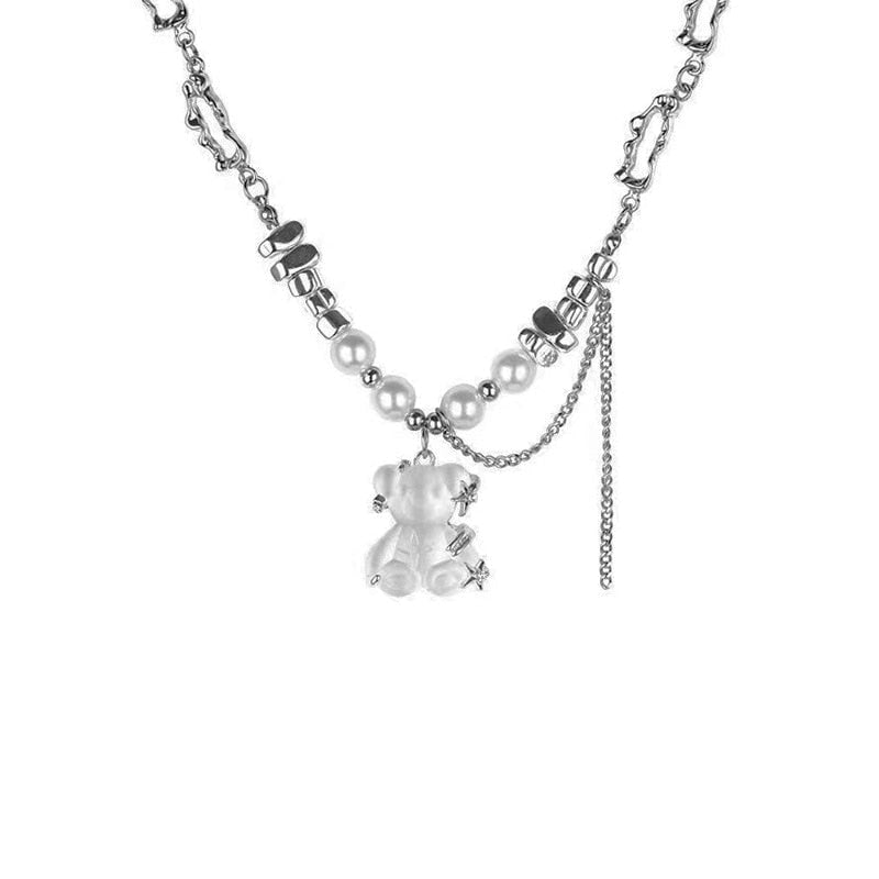 Kawaii teddy bear goth charms & jewels chain necklace