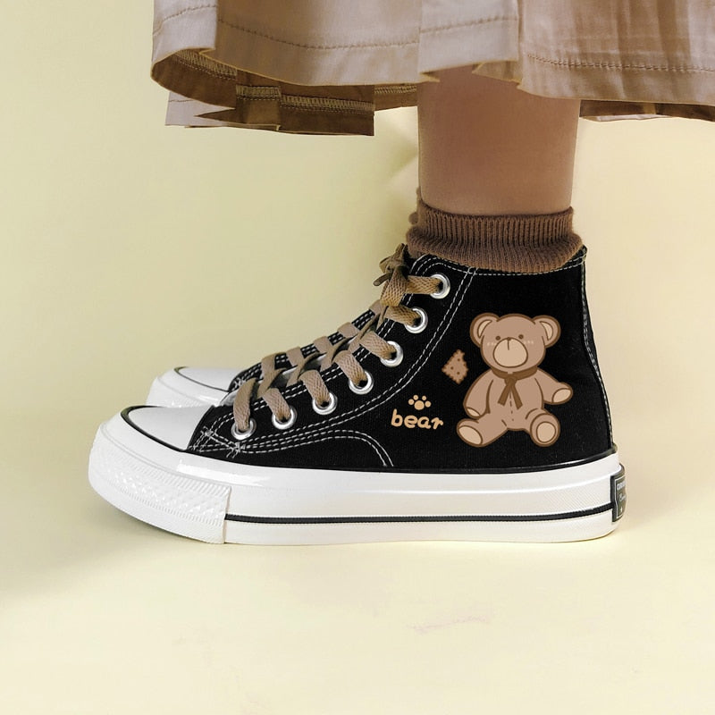 Teddy bear hi tops - canvas - footwear - hi top - tops - high