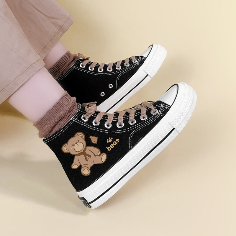 Teddy bear hi tops - canvas - footwear - hi top - tops - high