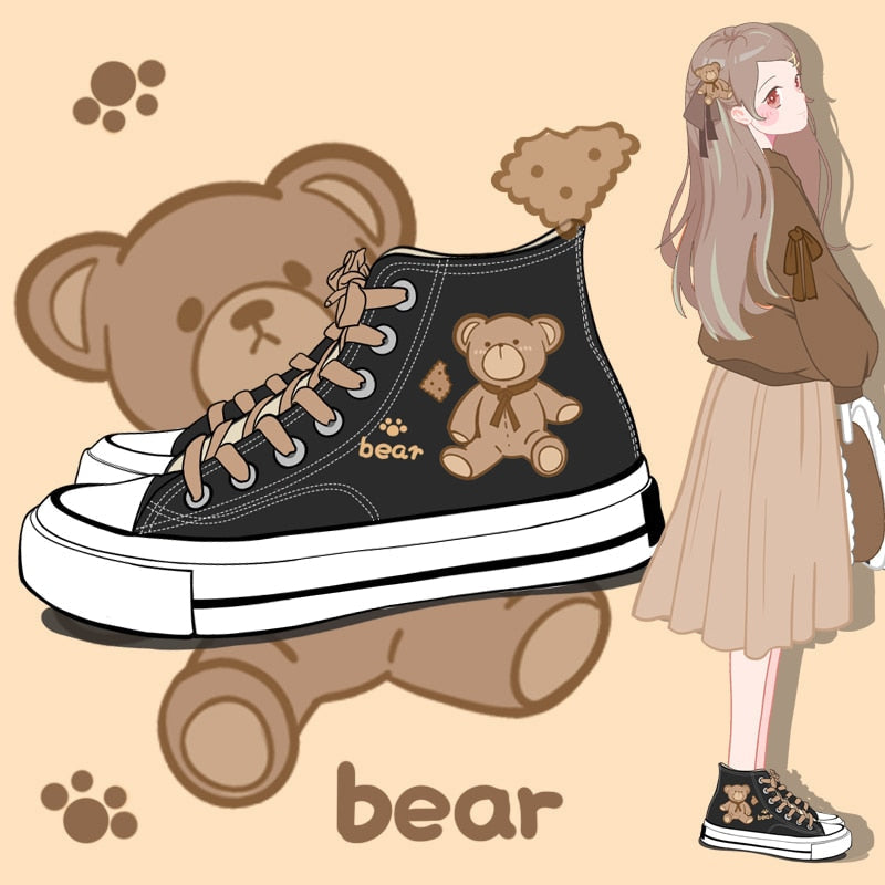 Teddy bear hi tops - canvas - footwear - hi top - tops - high