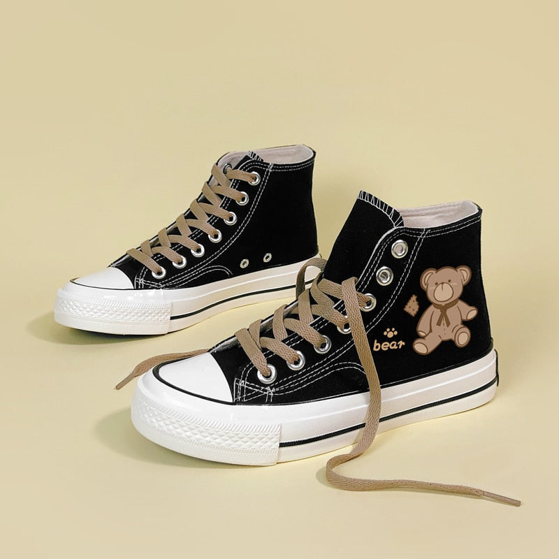 Teddy bear hi tops - canvas - footwear - hi top - tops - high