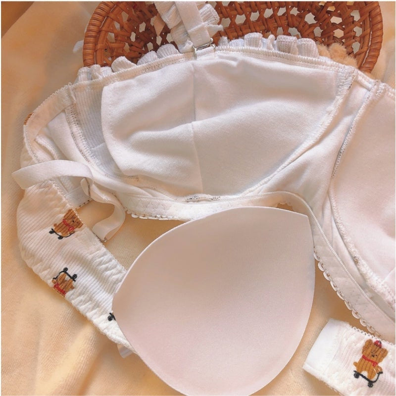 Kawaii teddy bear lingerie set white cotton cute