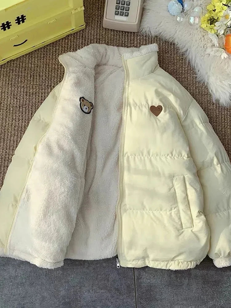 Teddy bear love double sided coat - bear - coat - kawaii - long sleeve - pastel