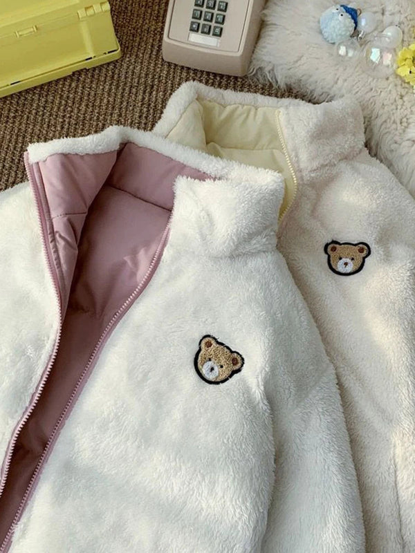 Teddy bear love double sided coat - bear - coat - kawaii - long sleeve - pastel