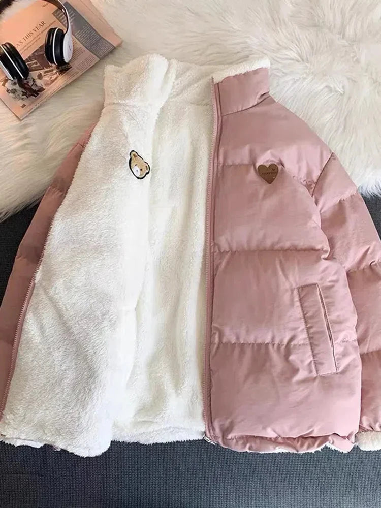 Teddy bear love double sided coat - bear - coat - kawaii - long sleeve - pastel