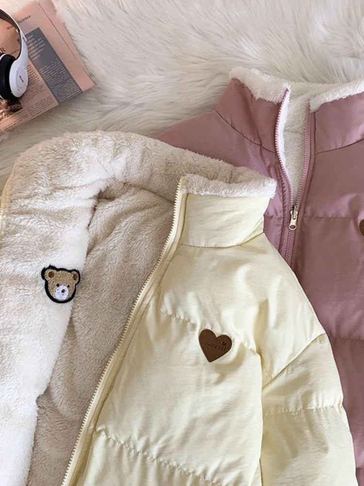 Teddy bear love double sided coat - bear - coat - kawaii - long sleeve - pastel