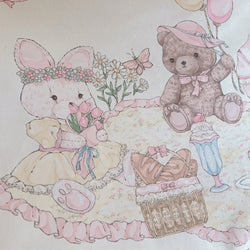 Teddy bear picnic wall tapestry - bunny - fairy kei - home decor - kawaii - rabbit