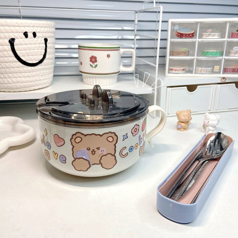 Teddy bear ramen cookware bowl - bear - cookware - dinnerware - kawaii - kitchenware