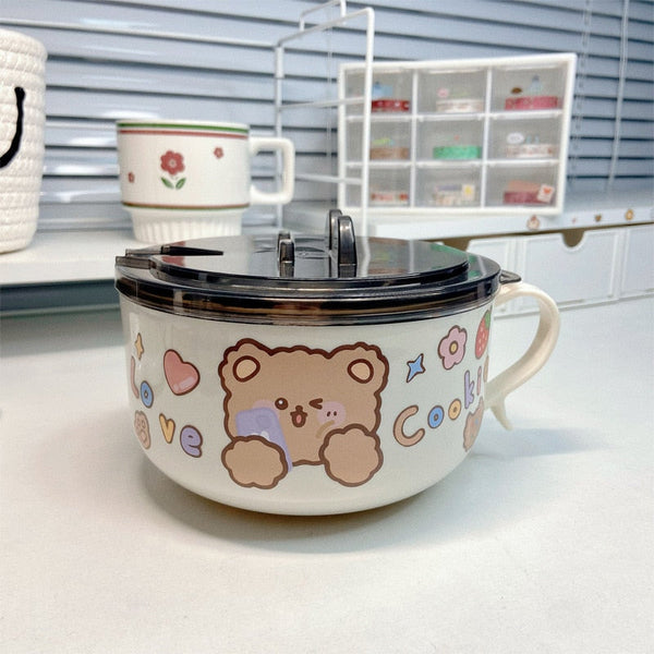 Teddy bear ramen cookware bowl - bear - cookware - dinnerware - kawaii - kitchenware