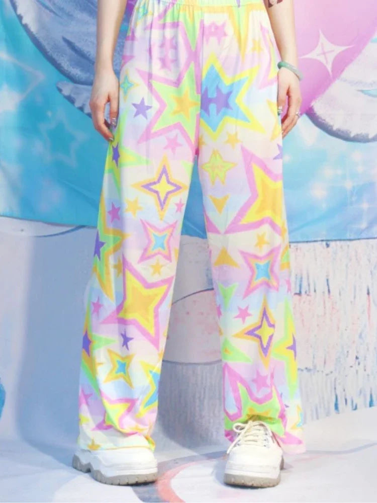 Tie dye y2k star girl pants - 70s - 90s - pants - retro - stars