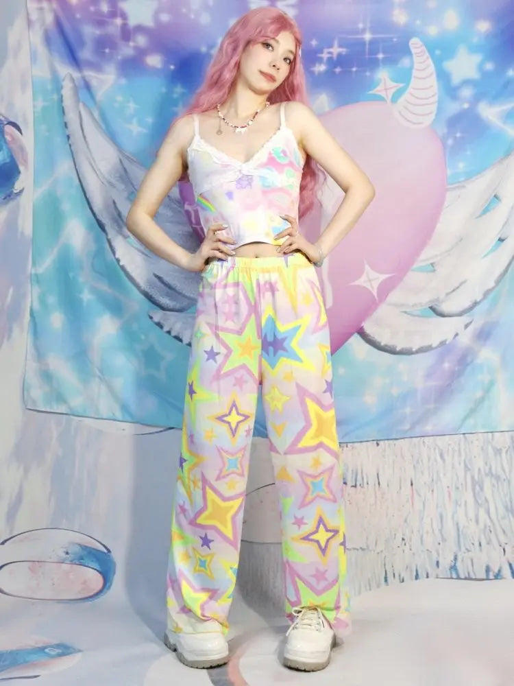 Tie dye y2k star girl pants - 70s - 90s - pants - retro - stars