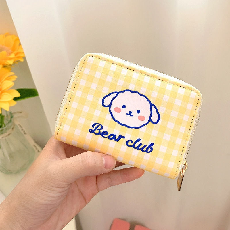 Tiny plaid animal wallet - bags - bunny - coin bag - kawaii - purse