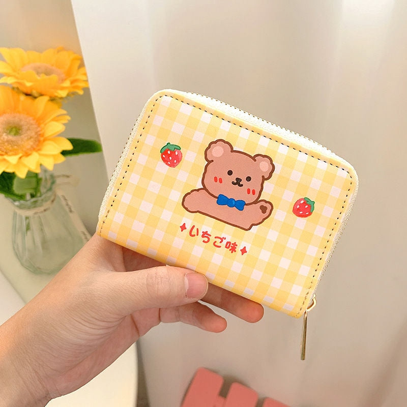Tiny plaid animal wallet - bags - bunny - coin bag - kawaii - purse